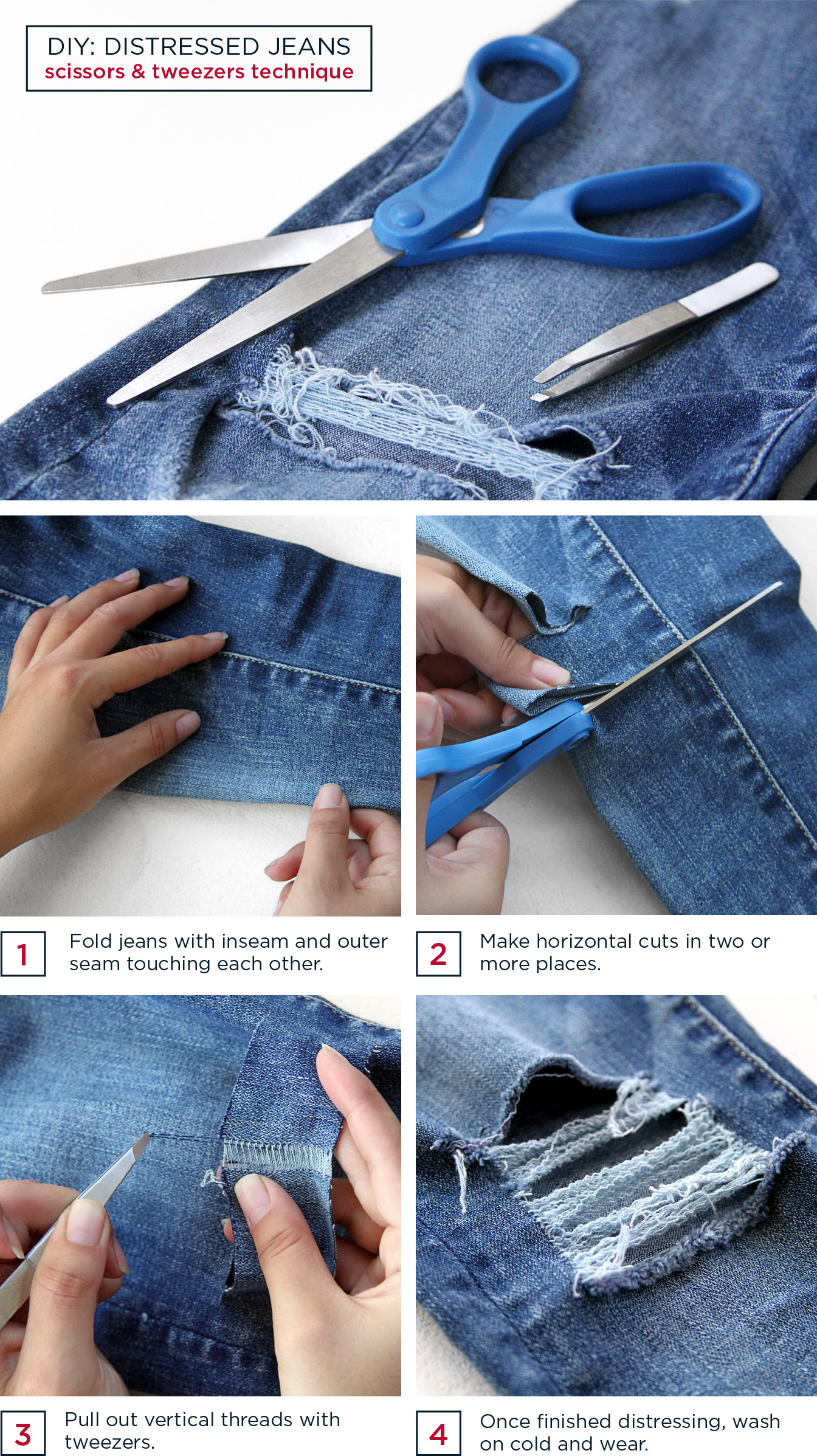 diy ripped knee jeans