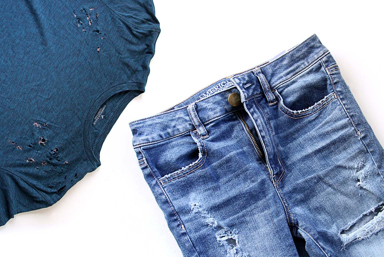 Do a distressed denim DIY - #AEJeans