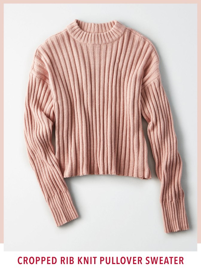 AE CROPPED RIB KNIT PULLOVER SWEATER