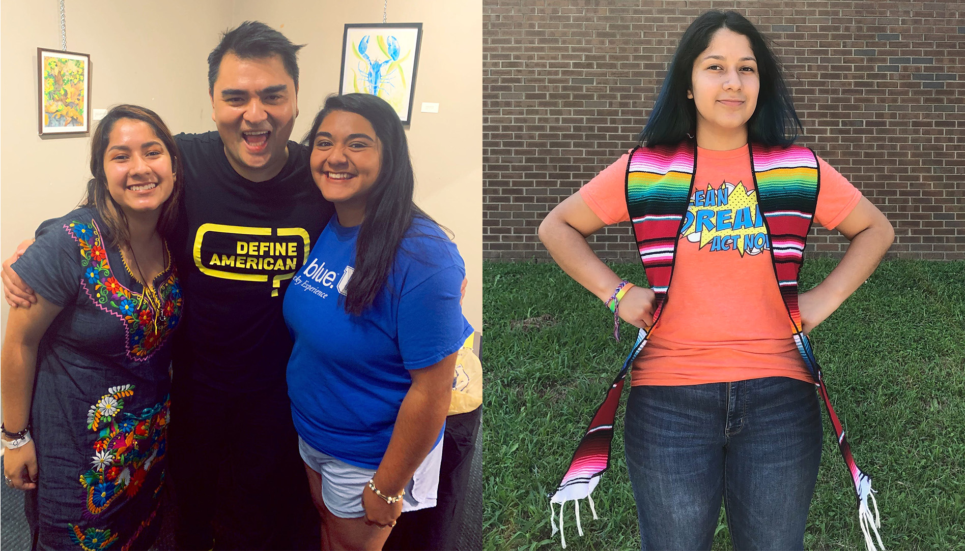 Edith posing for a picture with Jose Antonio Vargas(middle) a Pulitzer Prize-winning journalist and human rights for immigrants activist and Best Friend (Mirna Lozano) after hearing Jose speaking about how we as a nation define "american"